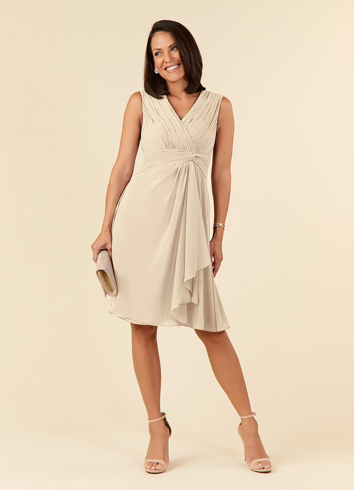 Champagne Knee Length Dress