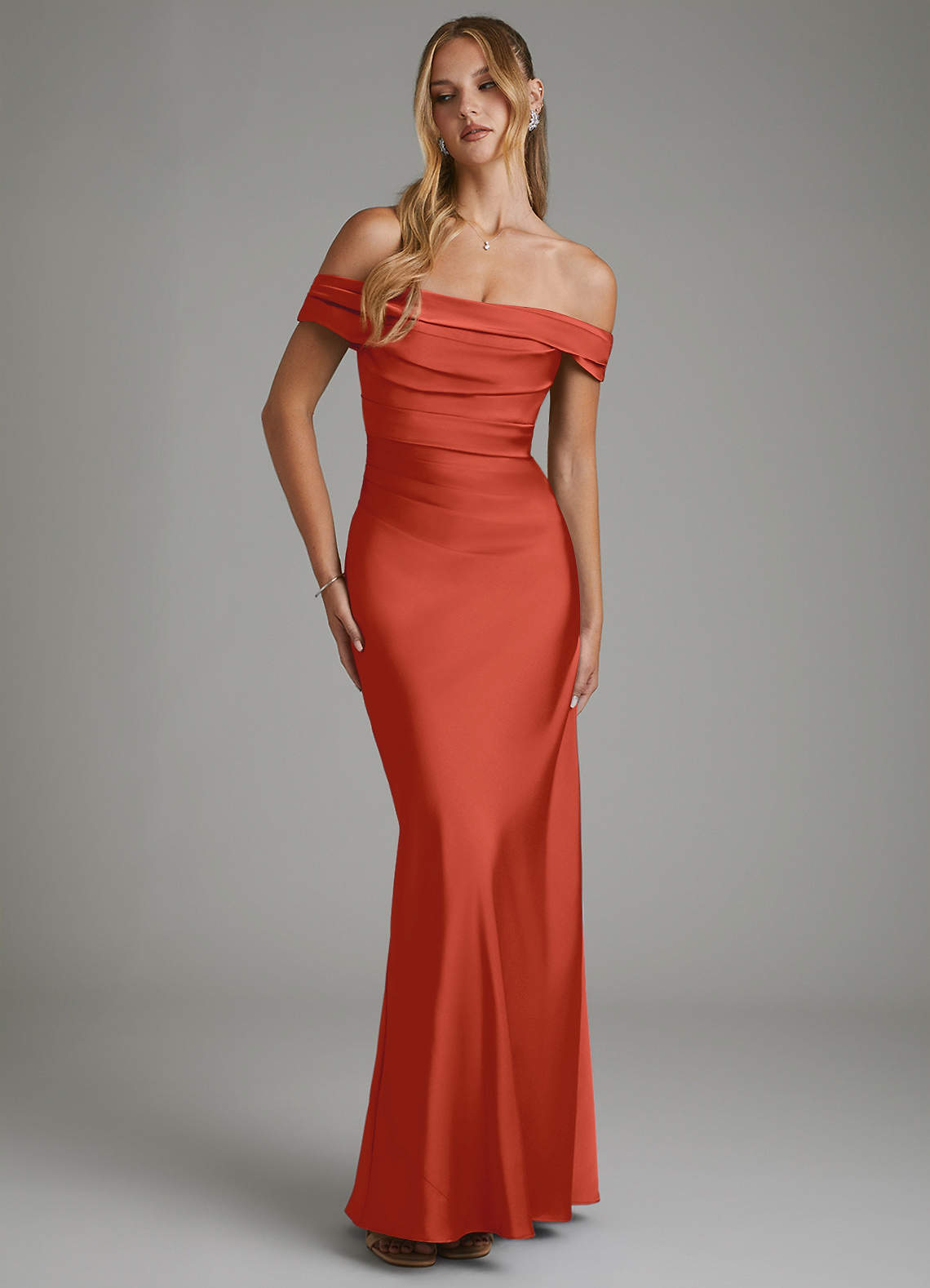 satin rust bridesmaid dresses Azazie Hayden Color:Light Burgundy