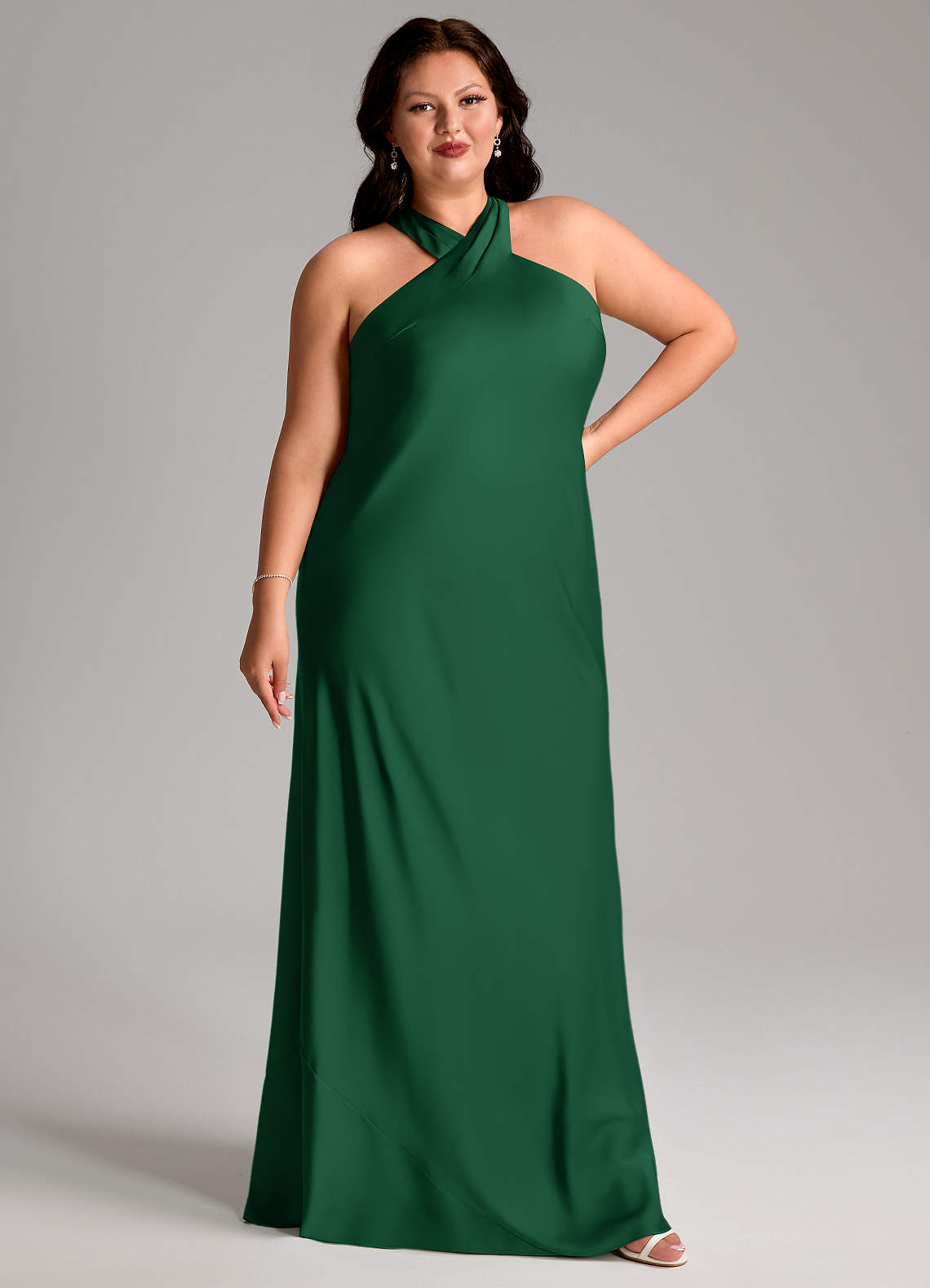 Azazie Doretta Bridesmaid Dresses Dark Green Mermaid Pleated Stretch Satin Dress image10