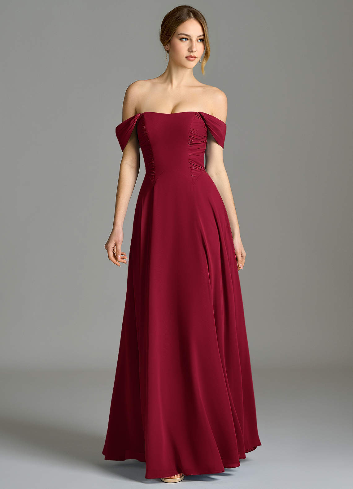 satin champagne formal dress Metallic Evening Gown with Off-Shoulder Draped Bodice and Lace-Up Corset Back Elegant Plus Size Size 14 / Champagne Satin Fabric Color Shirley Maclaine What A wool dress red Color:ginger-colored