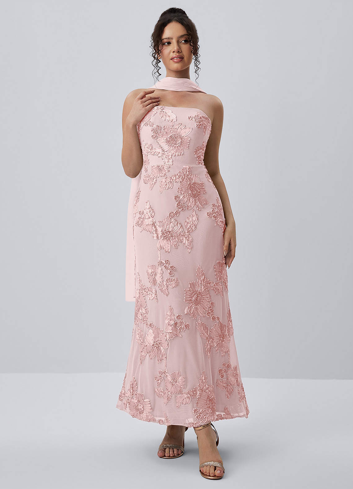 stretch lace maxi dress Women's Black Scallop Stretch Lace Bandeau Maxi Dress