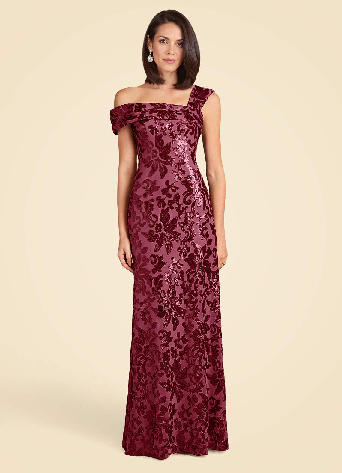 Azazie Odessia Mother of the Bride Dresses Burgundy A-Line Sequins Lace Dress image1