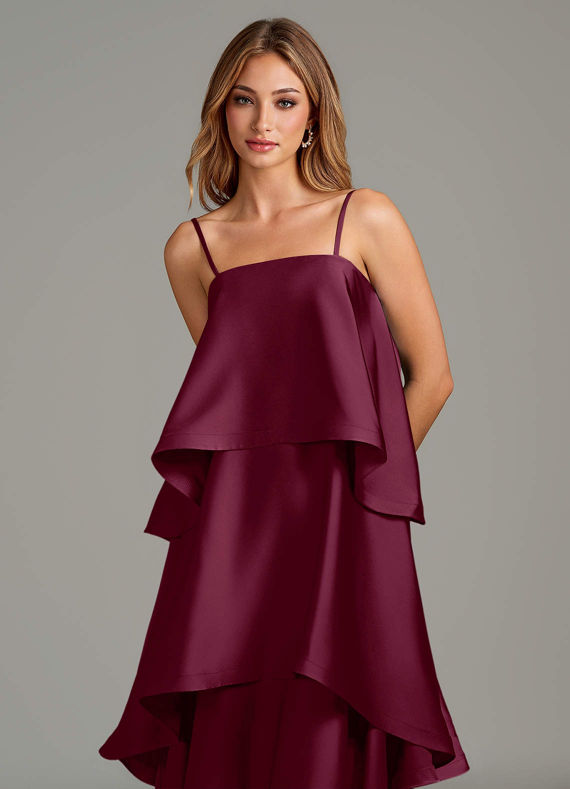 Azazie Azalea Ready to Ship Mulberry Stretch Satin Bridesmaid Dresses