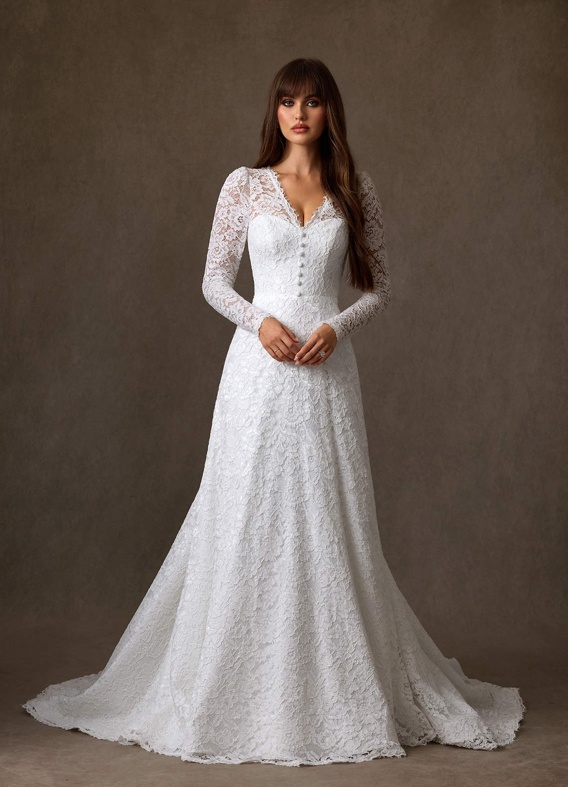 Azazie Kimani Wedding Dresses Diamond White A-Line Lace Dress image5