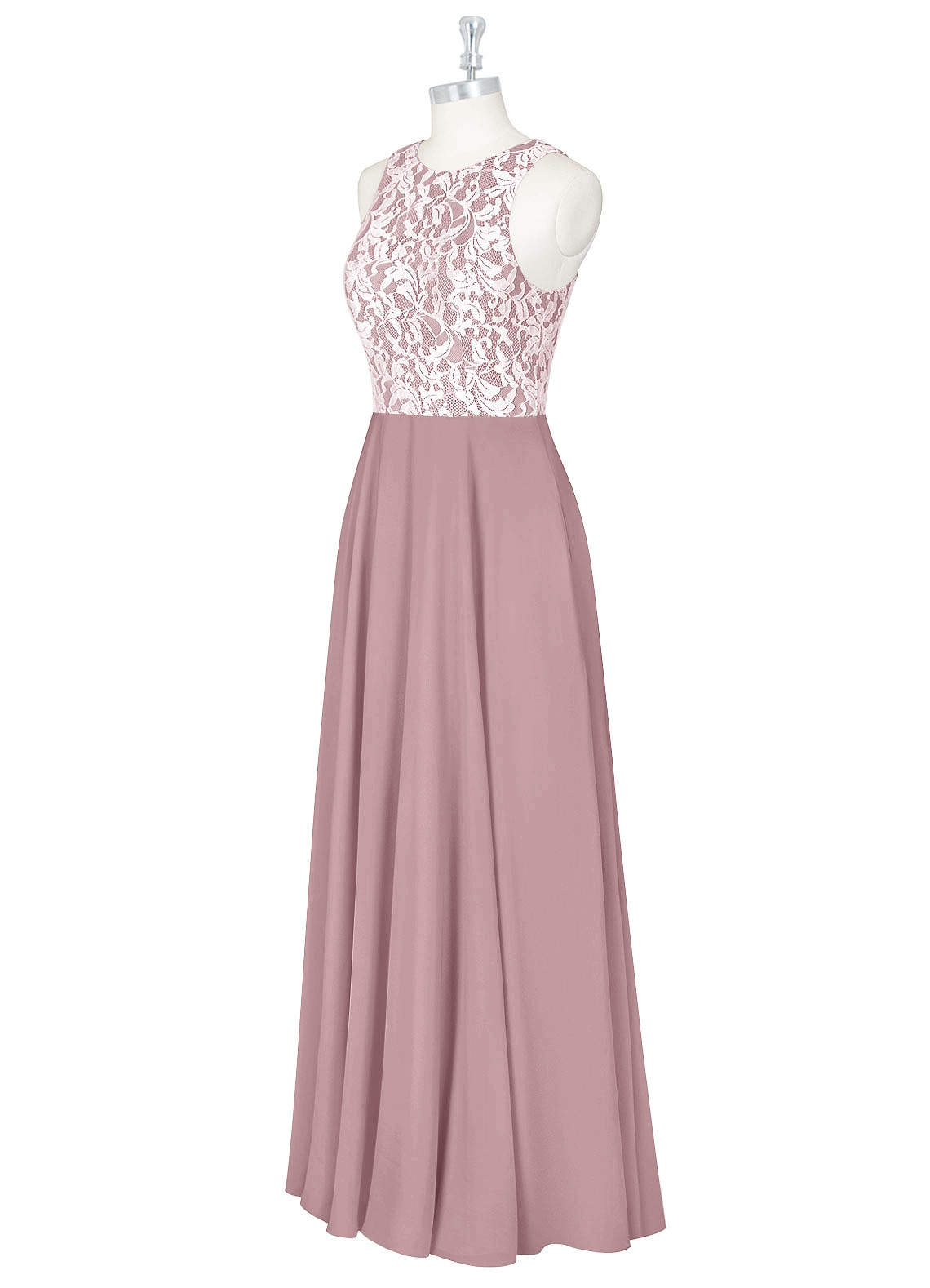 Azazie Kate Bridesmaid Dresses A-Line Lace Chiffon Floor-Length Dress image1