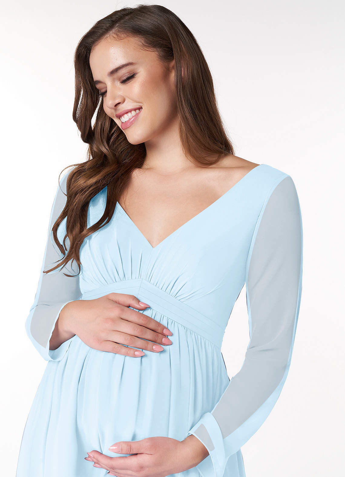 Azazie Teton Ready to Ship Sky Blue Maternity Bridesmaid Dresses | Azazie