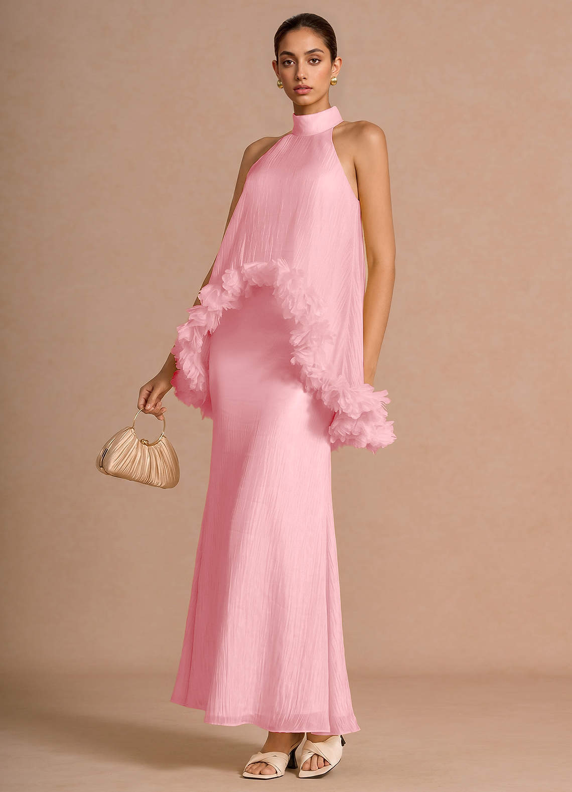 dusty pink dress maxi The Samara Satin Maxi Dress Dusty Pink Size XL from Hello Molly