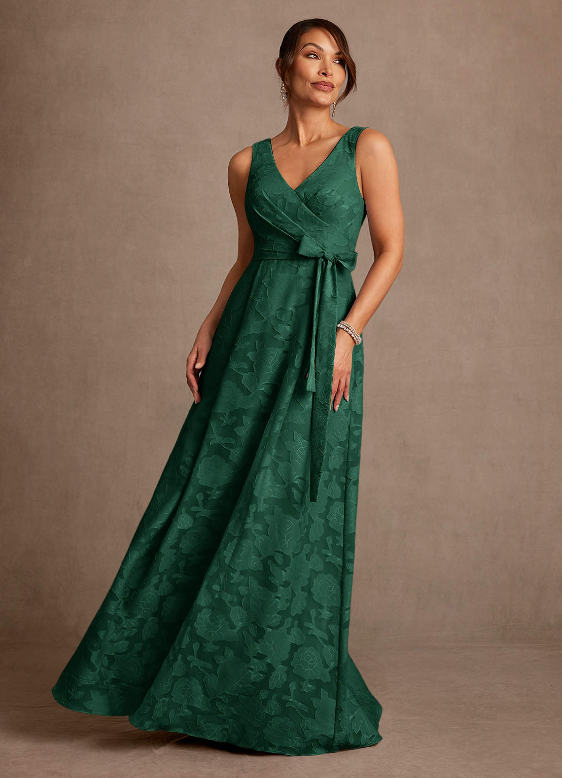 dark green floral dress Azazie Luanne A-Line Pleated Burnout Elegant Print:Blossom 913 Yellow, White and Black this sophisticated dress will