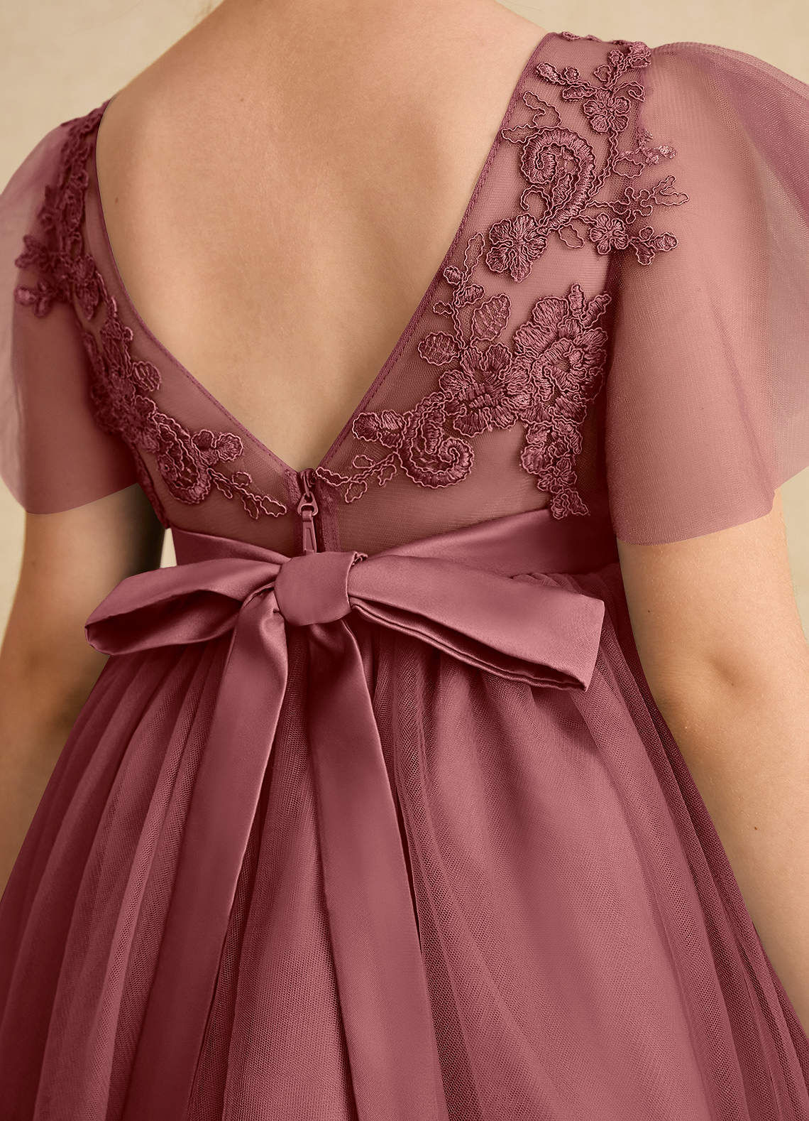 Azazie A-Line Scoop Neck Knee-Length Tulle Flower Girl Dresses - Amethyst Azazie A-Line Scoop Neck Knee-Length Tulle Flower Girl Dresses - Amethyst