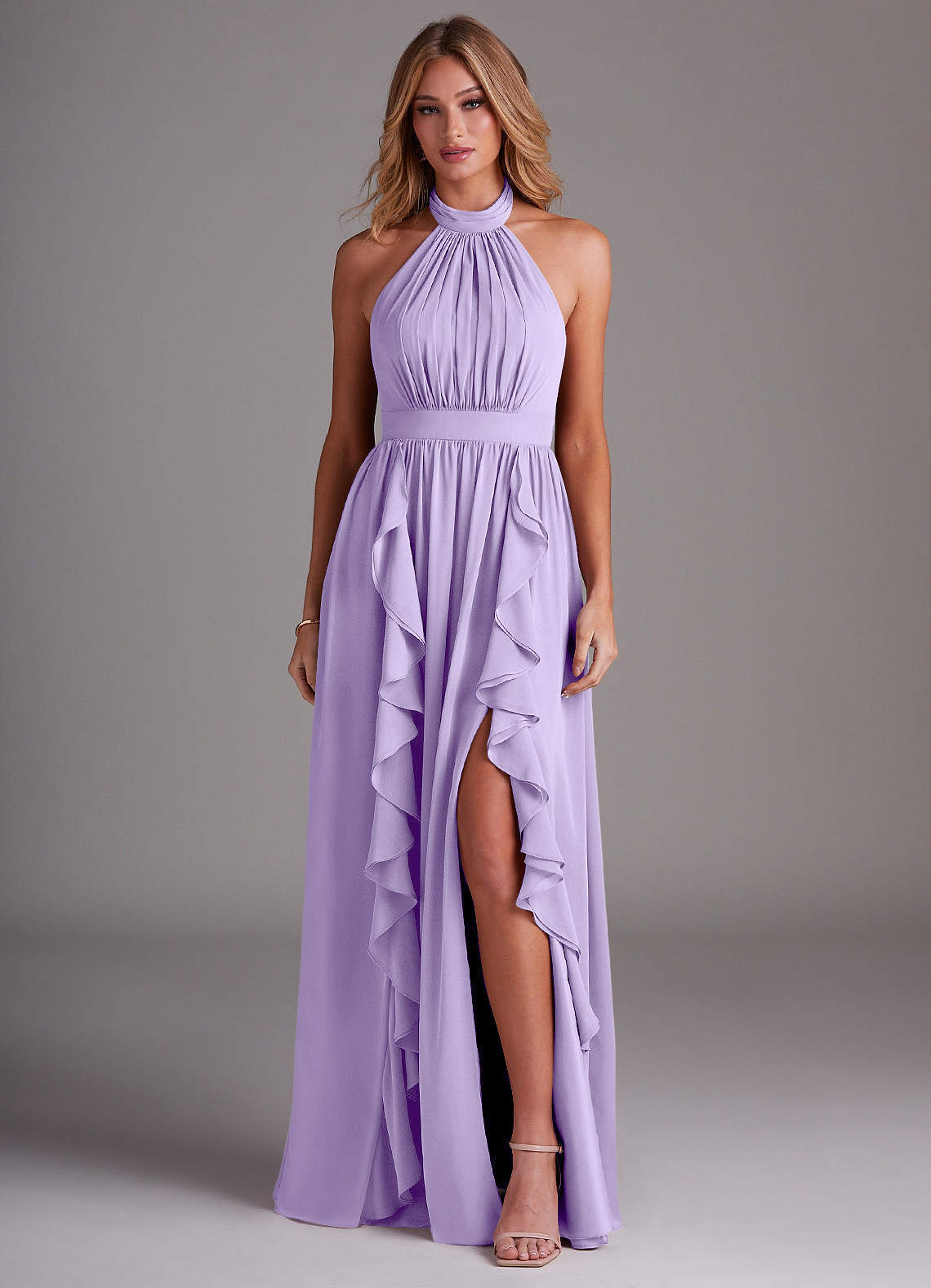 Azazie Avary Bridesmaid Dresses Lilac A-Line Pleated Chiffon Dress image1