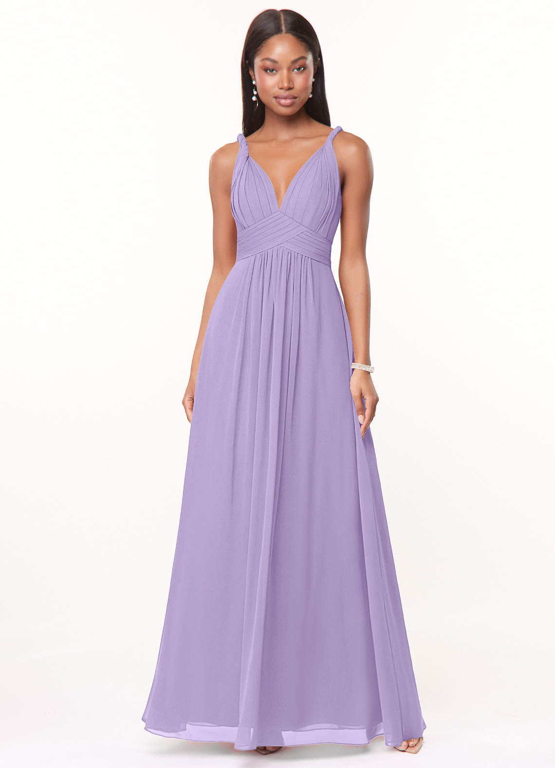 Azazie Maren Bridesmaid Dresses Lilac A-Line Pleated Chiffon Dress image1