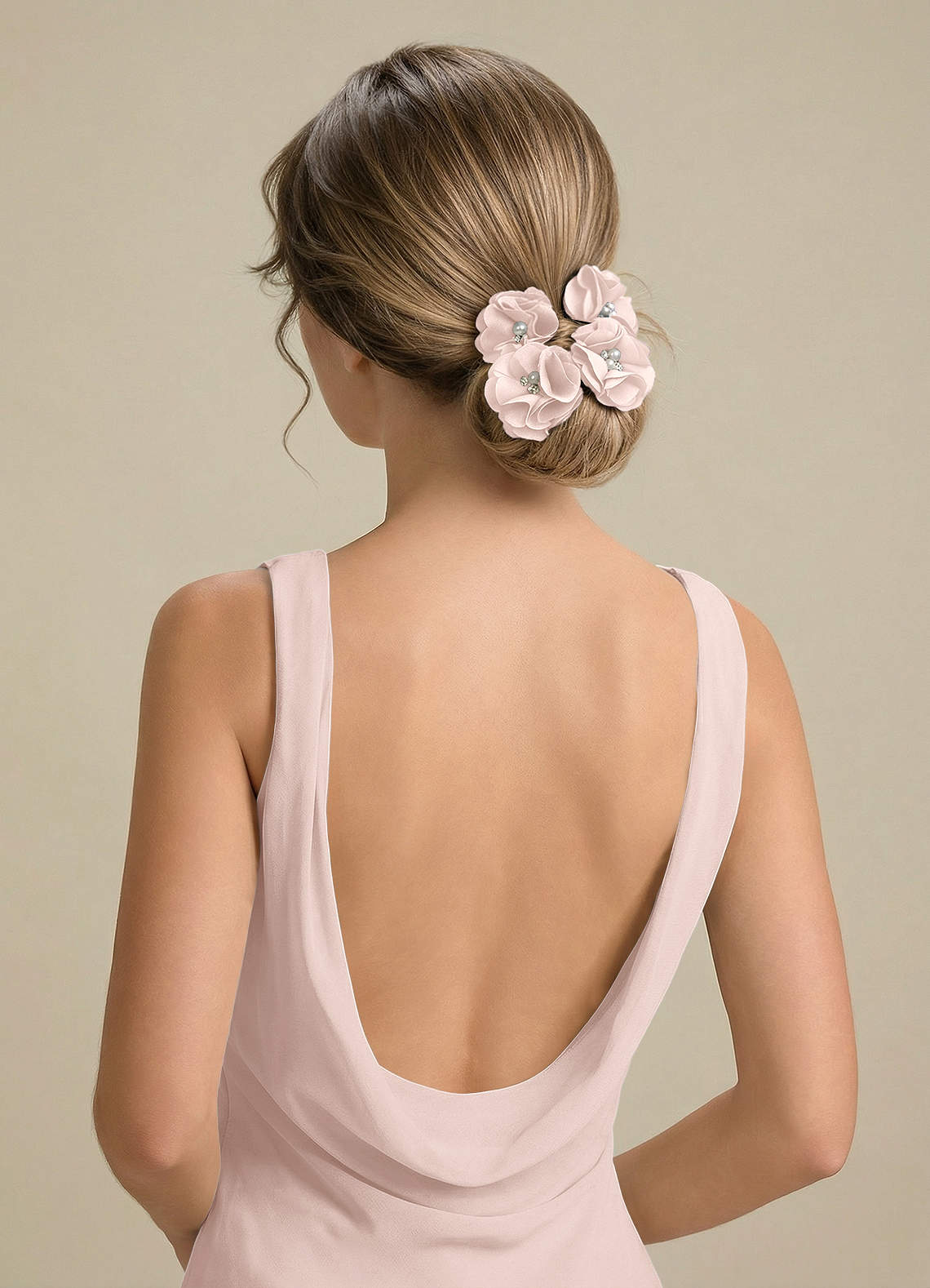 front Four-Piece Matching Color Stretch Satin Hair Clip Set