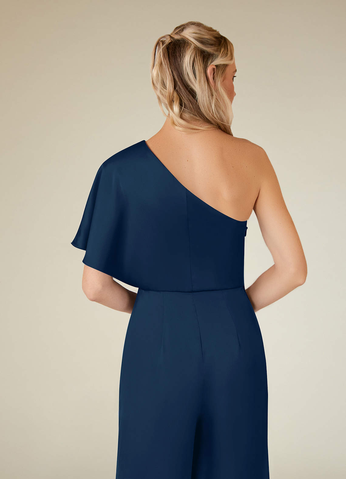 Azazie Hagretta Mother of the Bride Dresses Dark Navy Jumpsuit/Pantsuit Stretch Satin Dress image7