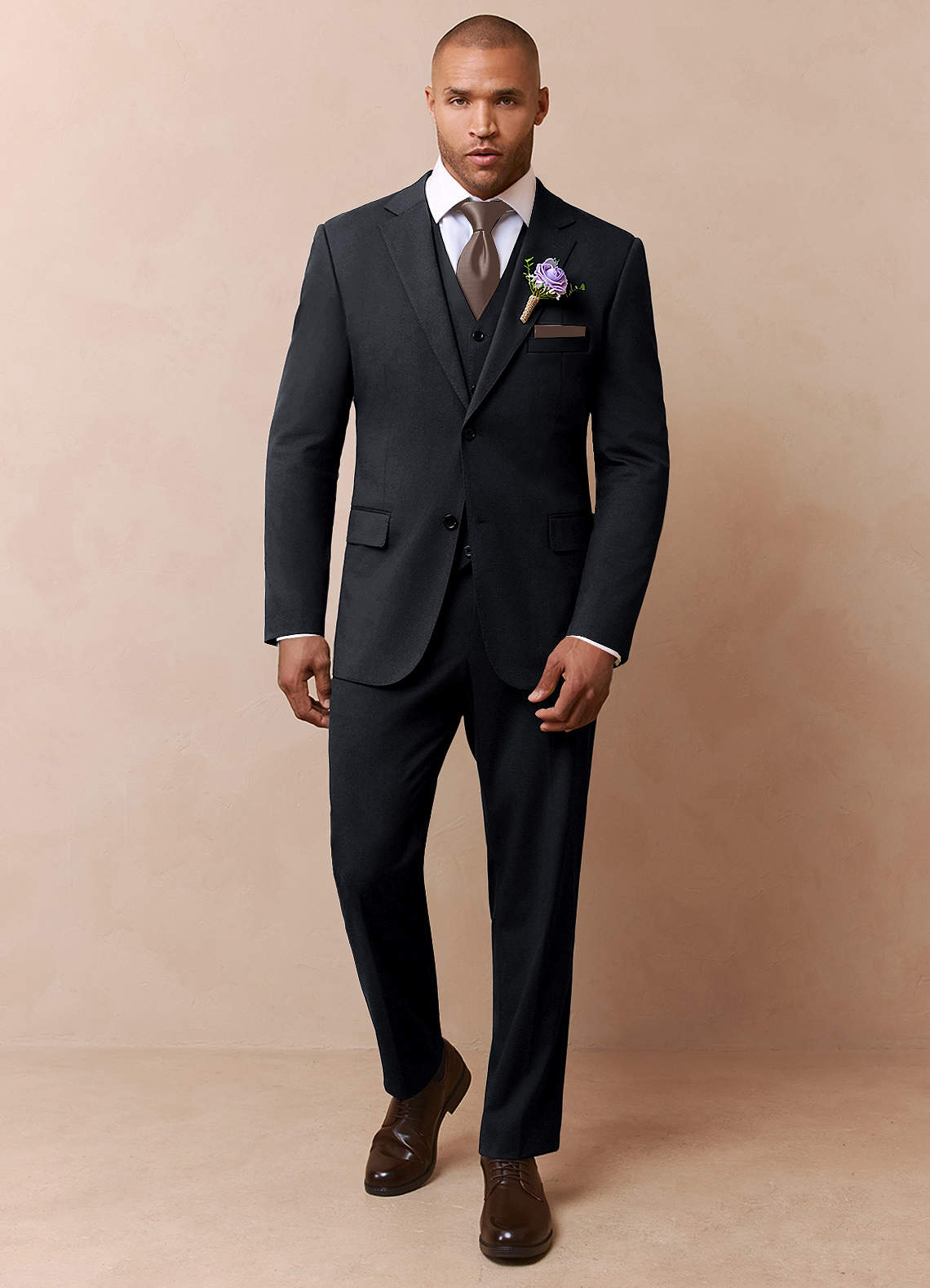 front Savile Charcoal Wool Blend Dress Pants