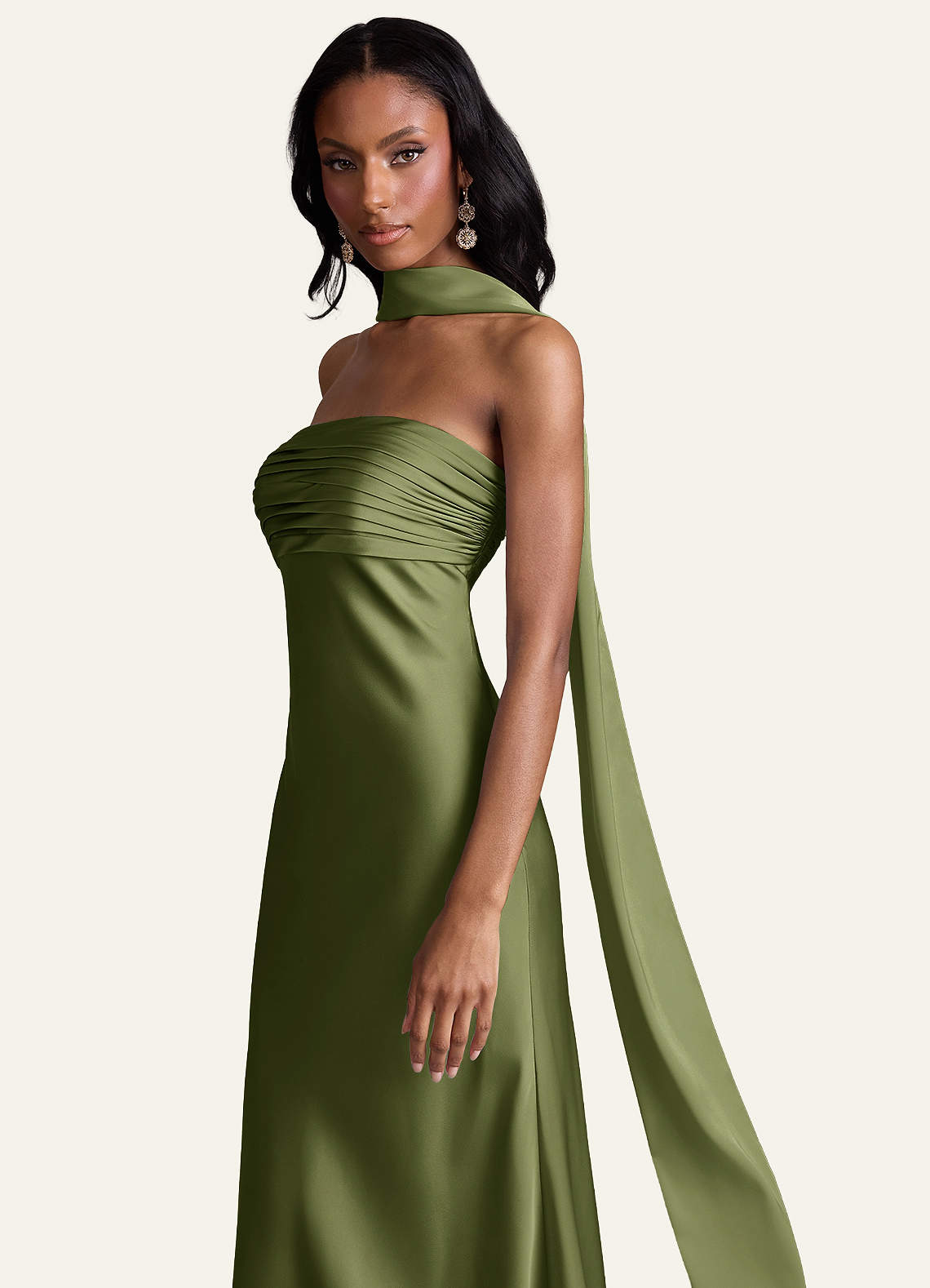 front Azazie Matching Color Stretch Satin Scarf