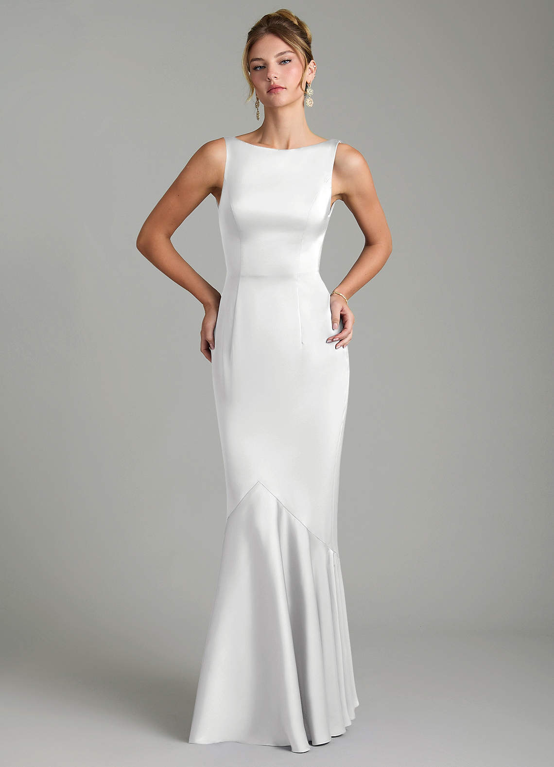 tamera satin halter neck dress Azazie White Stretch Bridesmaid Dresses EOSS_26May_RND4_70%