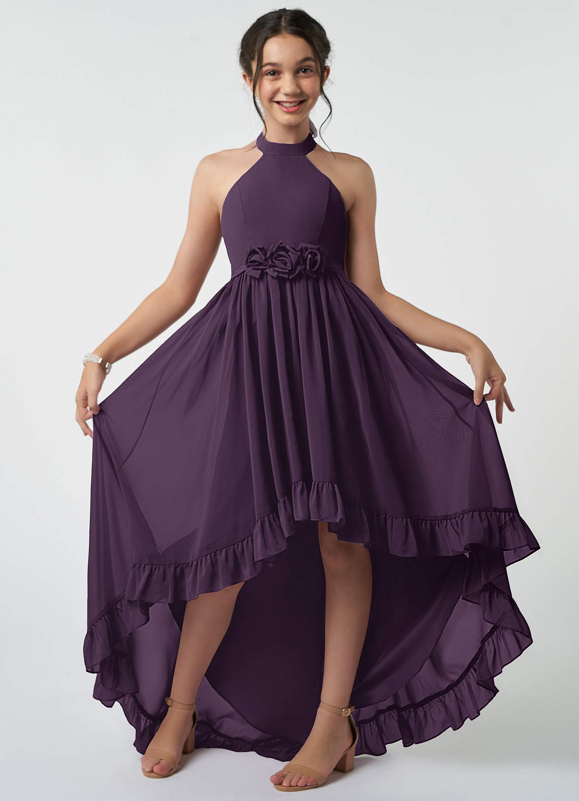 Azazie Hermione Junior Bridesmaid Dress in Plum | Azazie