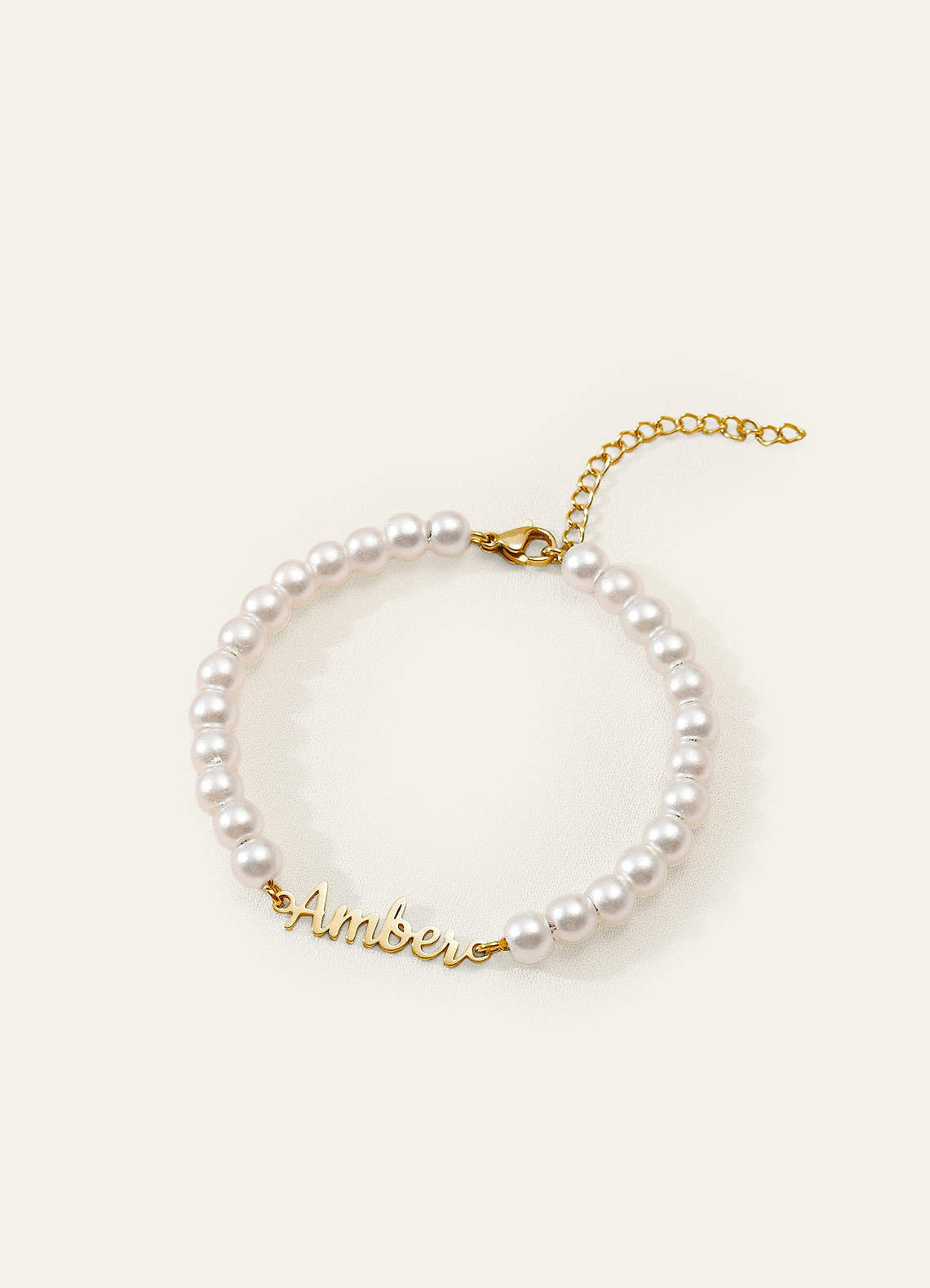 front Personalized Name Pearl Bracelet