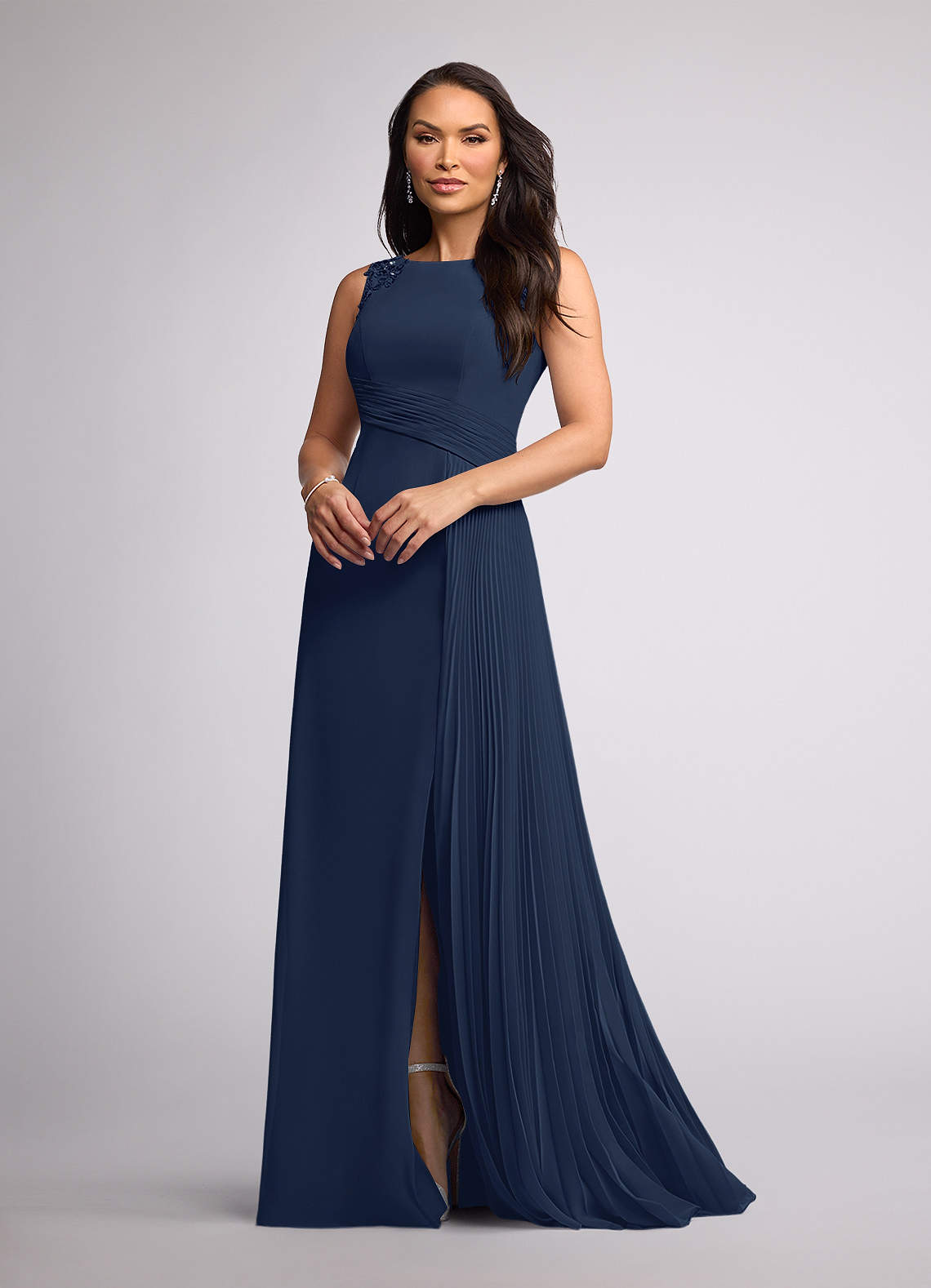 Azazie Galvan Mother of the Bride Dresses Dark Navy A-Line Sequins Chiffon Dress image1
