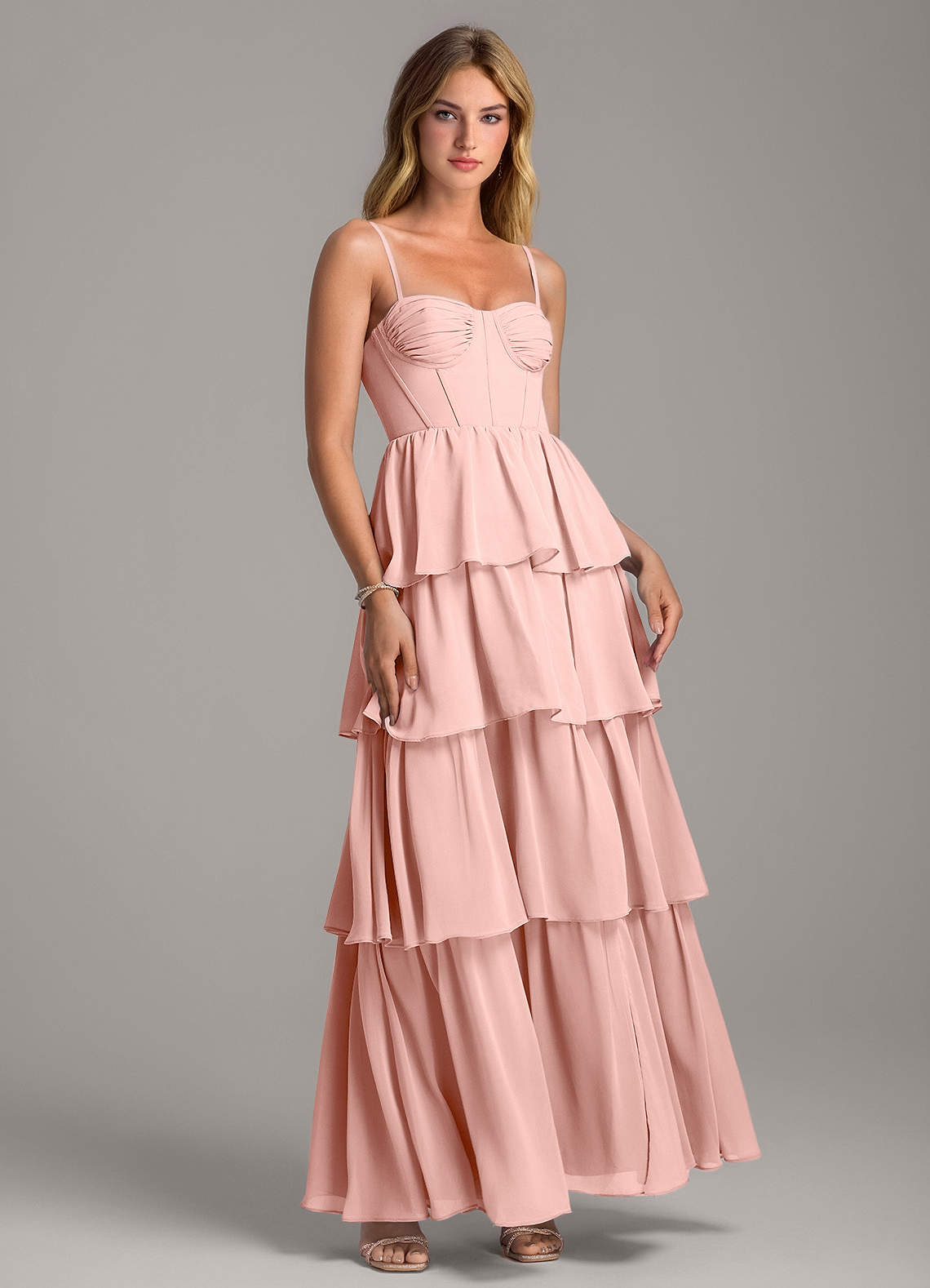 Azazie Alanna Bridesmaid Dresses Rosette A-Line Sweetheart Neckline Chiffon Dress image1