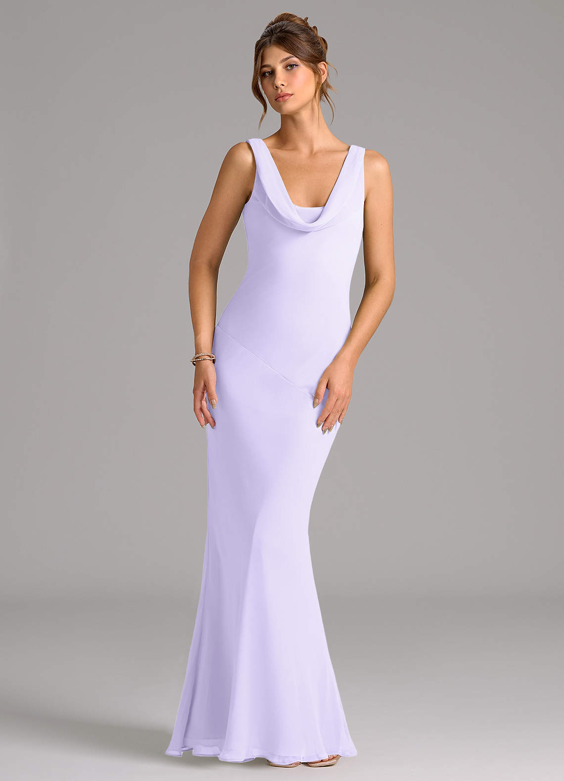 Azazie Rylina Bridesmaid Dresses Lilac Mermaid Pleated Chiffon Dress image1