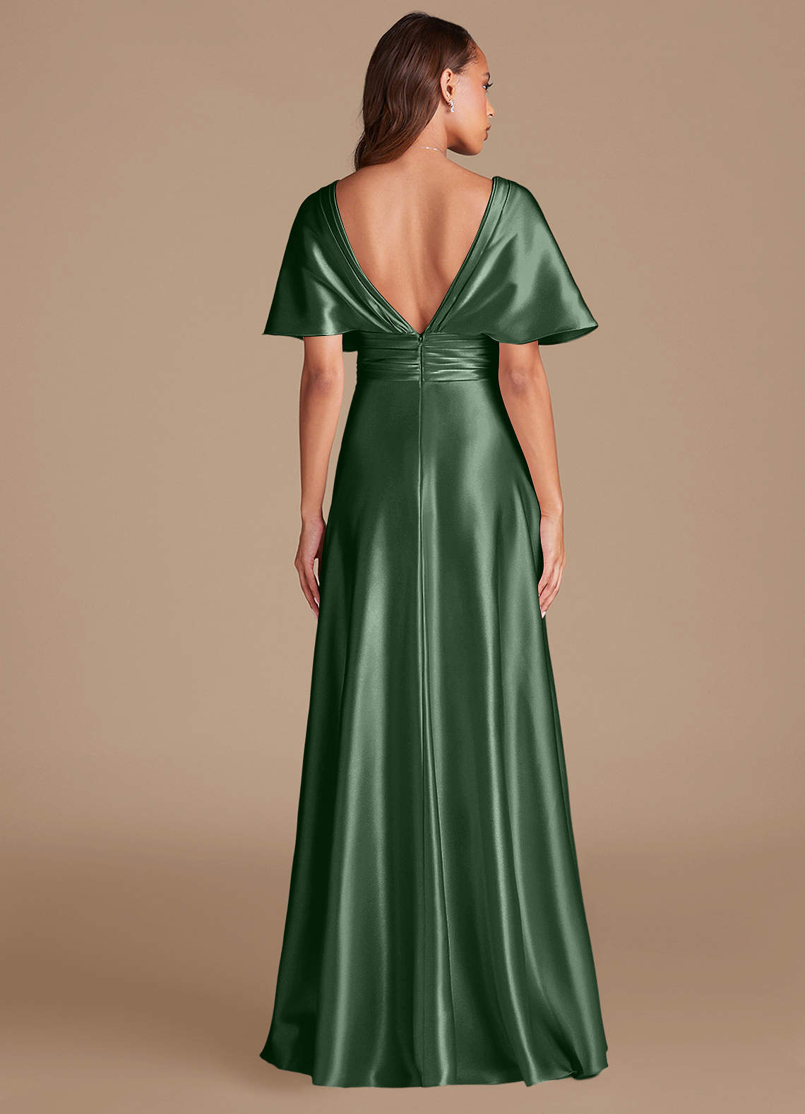 Azazie Pamela Brudtärnklänningar Klä av A-Linje i Metallisk satin Plisserad Eukalyptus image1