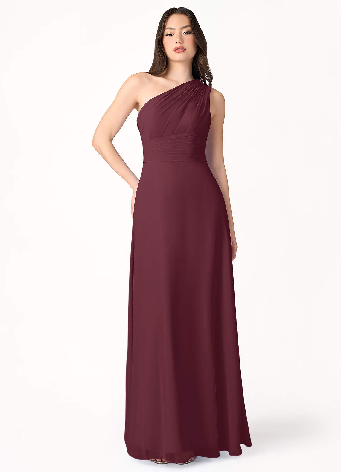 One shoulder wine dress best sale