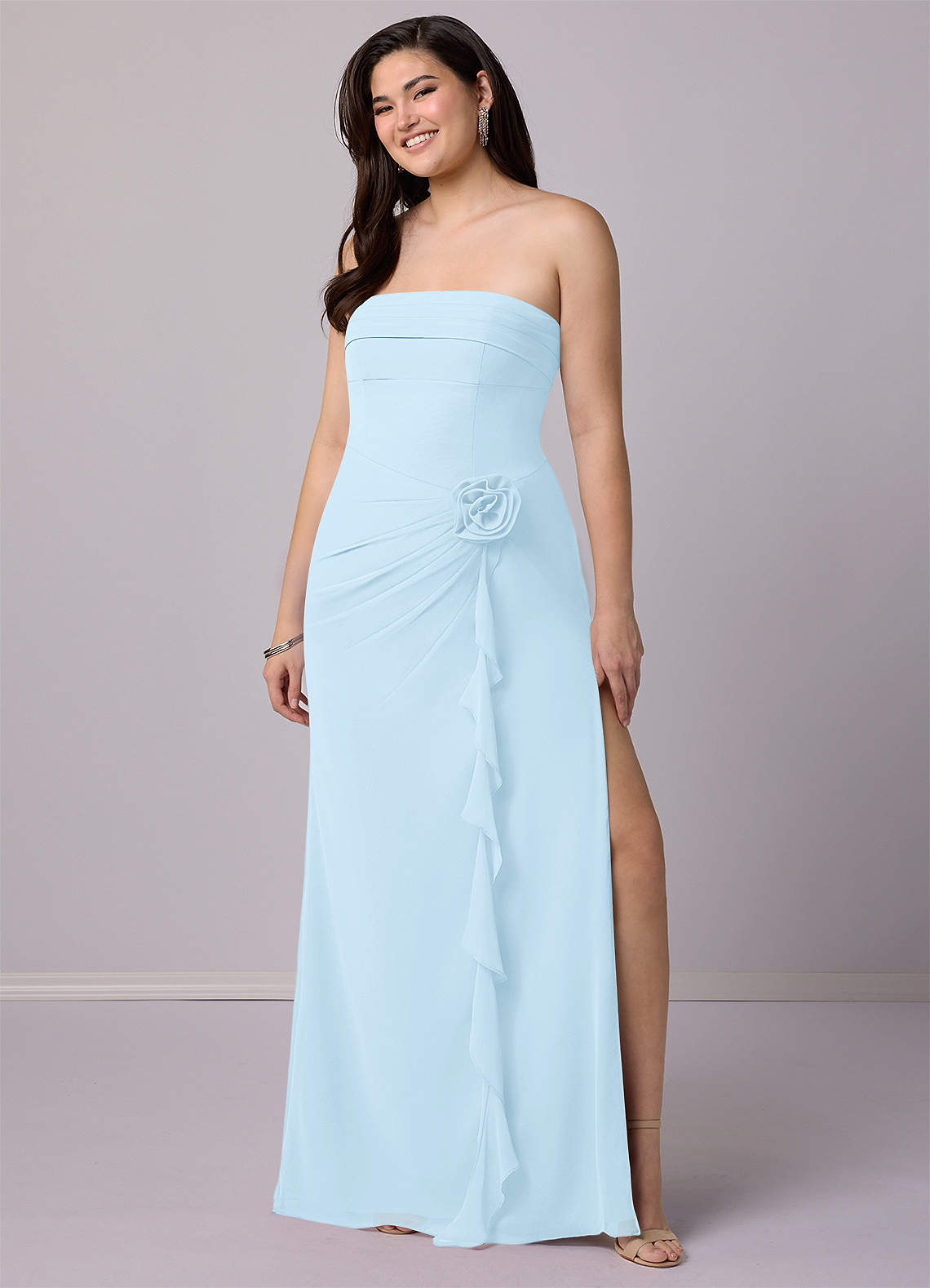 Barbie ♥ Azazie Bridesmaid Dresses Sheath Strapless Chiffon Floor-Length Dress image9