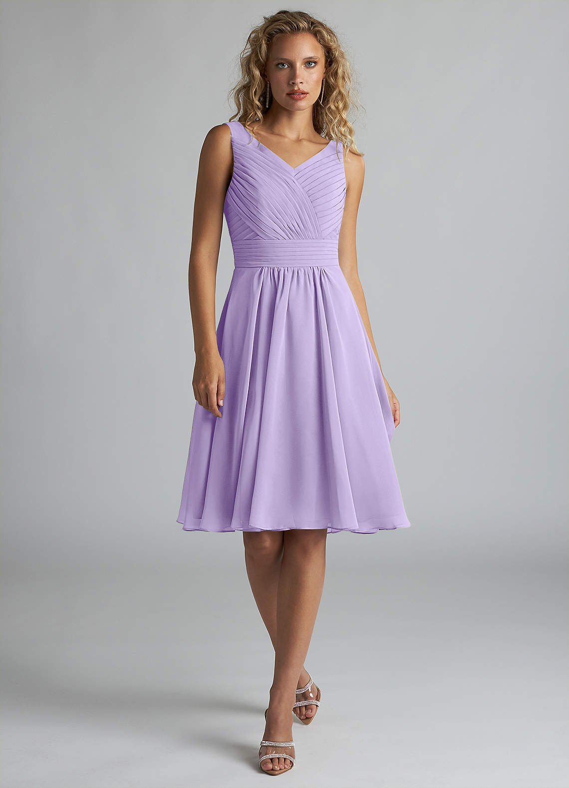 Azazie Grace Bridesmaid Dresses Lilac A-Line Pleated Chiffon Dress image1