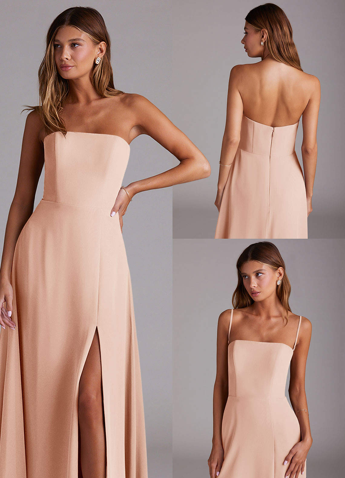 Azazie Wren Bridesmaid Dresses English Rose A-Line Side Slit Chiffon Convertible Dress image8