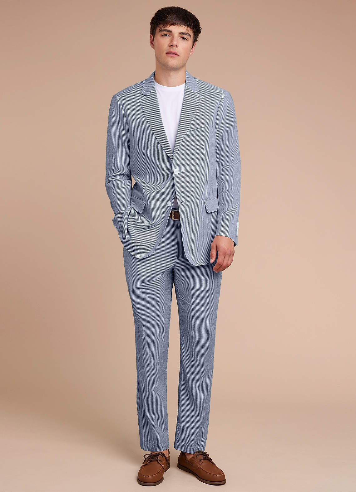 Gavin Blue Striped Seersucker Trousers Suit | Suit Sets |Azazie