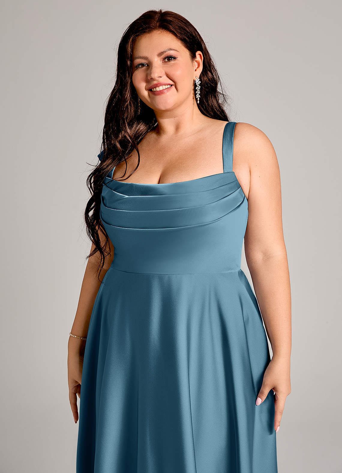 Azazie Shaude Bridesmaid Dresses Bermuda A-Line Pleated Stretch Satin Dress image8