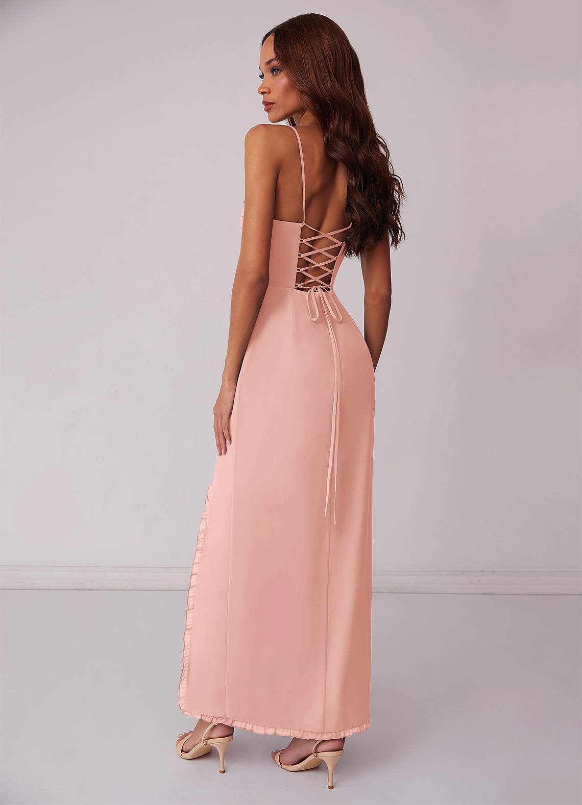 azazie barbie bridesmaid dress Long A-line Chiffon Sweetheart Strapless Ruffles Bridesmaid Dress main image 1