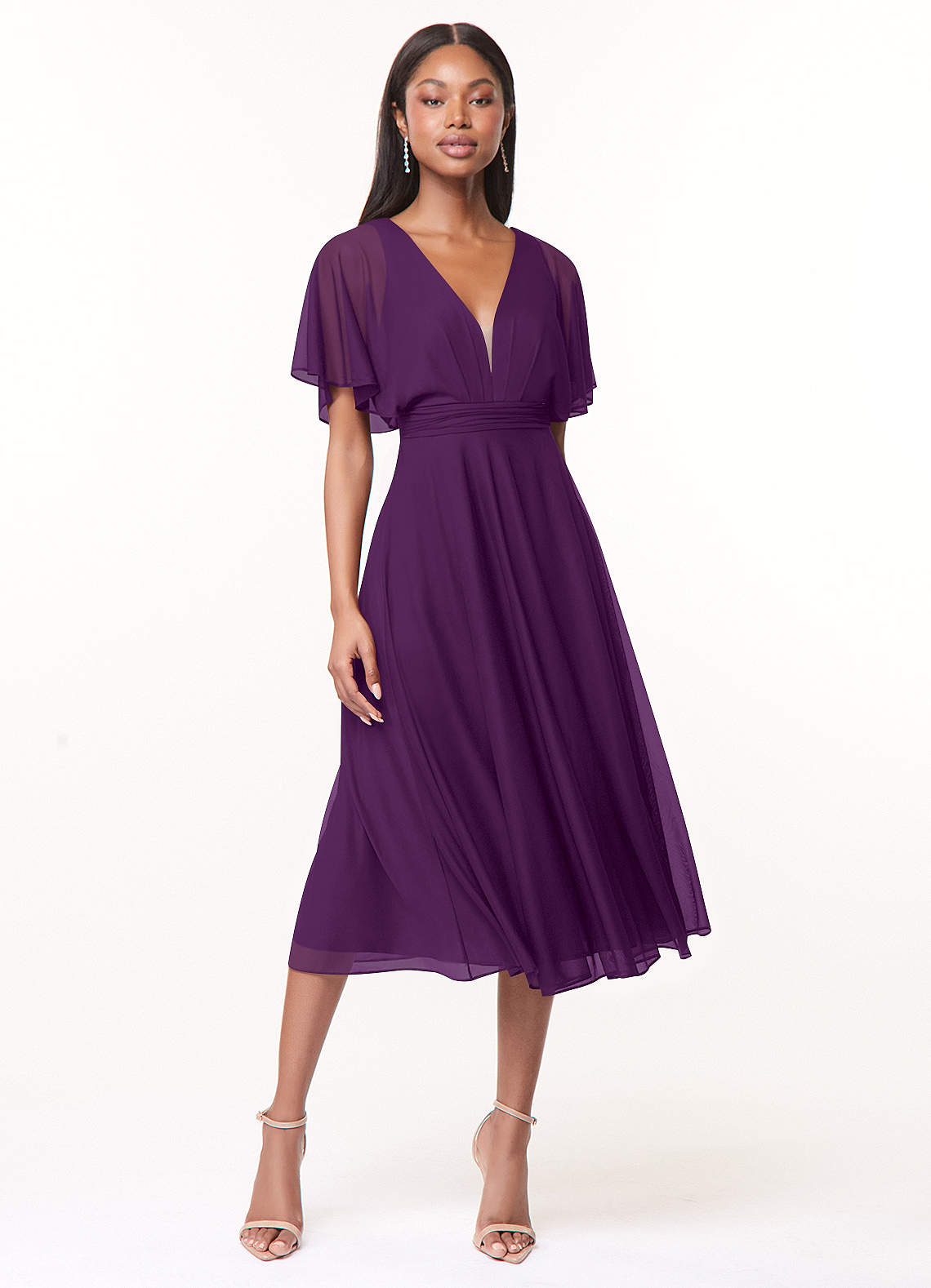 Azazie Tinsley Robes de demoiselle d'honneur Robe Trapèze en Maille Plissée Grain De Raisin image1
