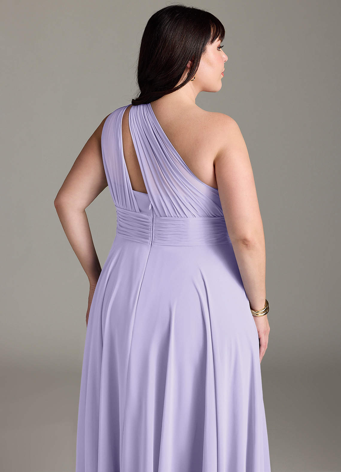 Azazie Charlize Bridesmaid Dresses Lilac A-Line One Shoulder Chiffon Dress image12
