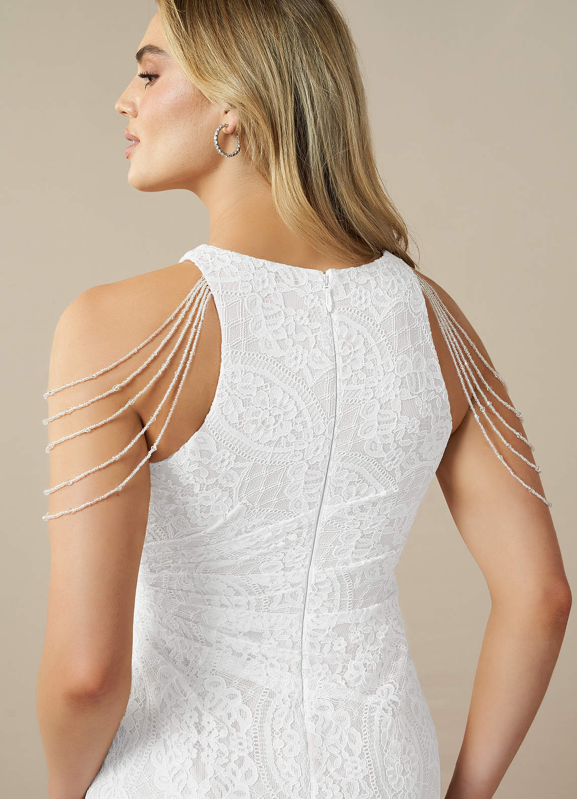 Azazie Rosa Wedding Dresses Diamond White Sheath Lace Dress image5