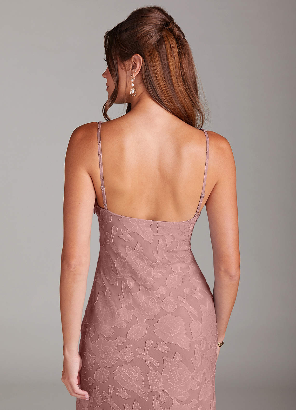 Azazie Tianna Bridesmaid Dresses Dusty Rose Sheath Lace Floral Burnout Dress image6