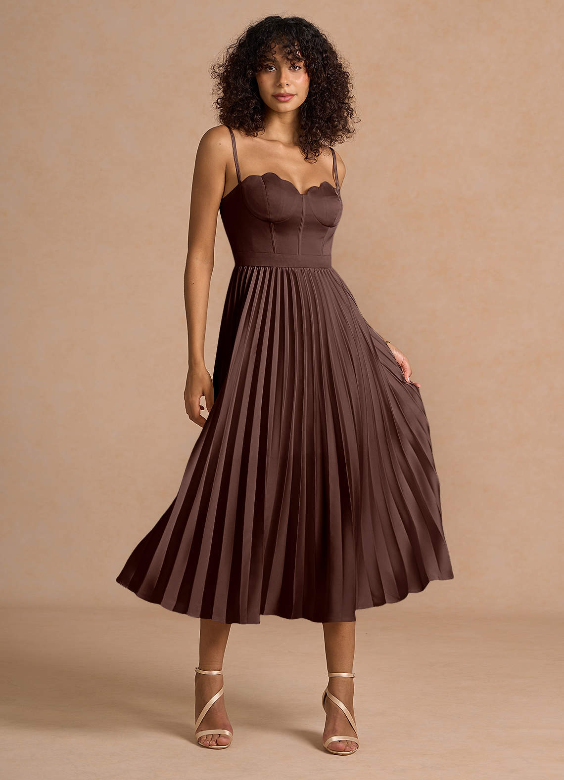 Amélie Mocha Coco Midi Dress Ready to Ship | Azazie
