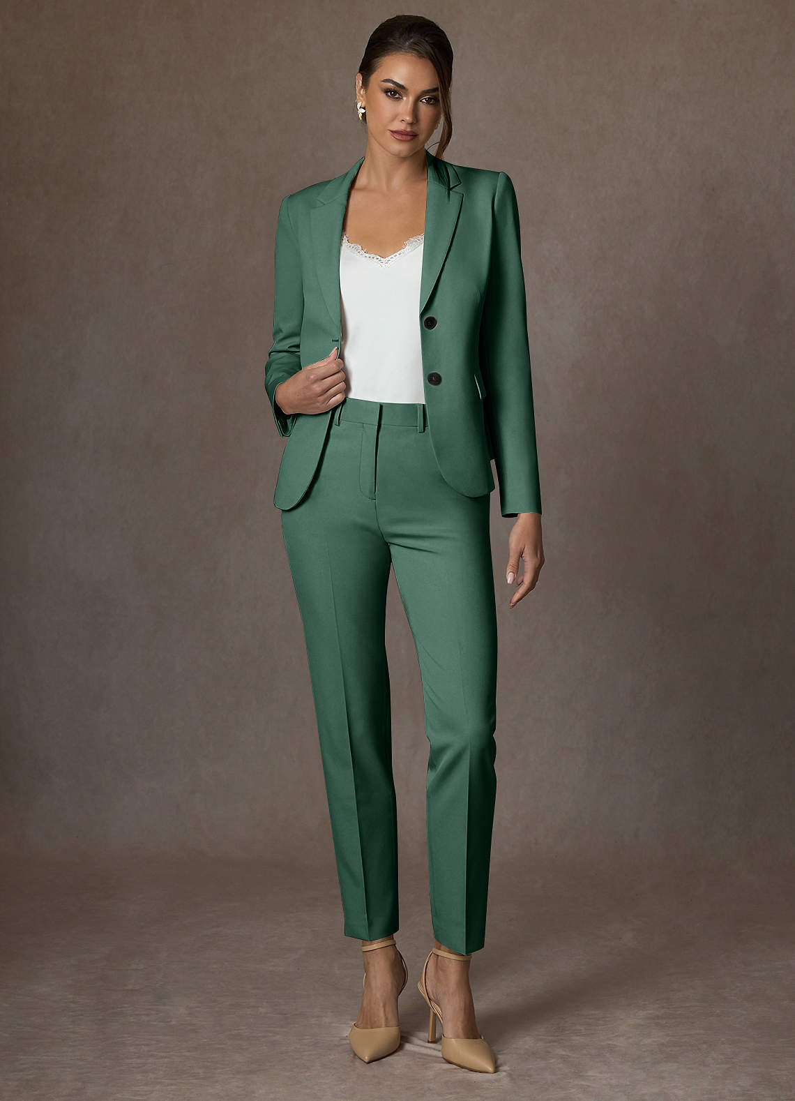 front Whitney Eucalyptus Structured Stretch Blazer