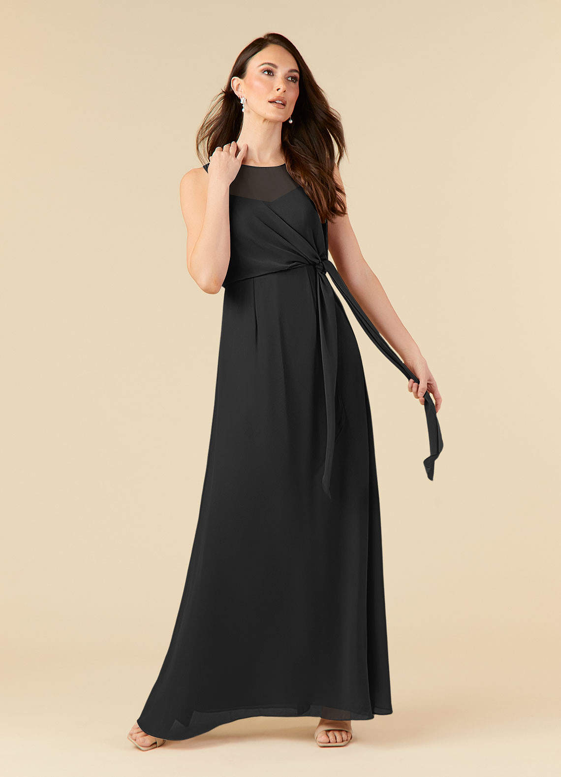 Azazie Marchioness 신부의 어머니 드레스 A라인 쉬폰 바닥 길이 드레스 image1