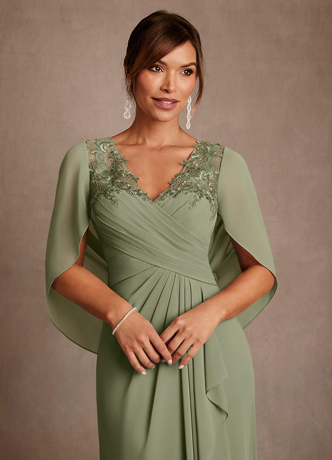Azazie Forums Mother of the Bride Dresses Pistachio A-Line Lace Dress image3