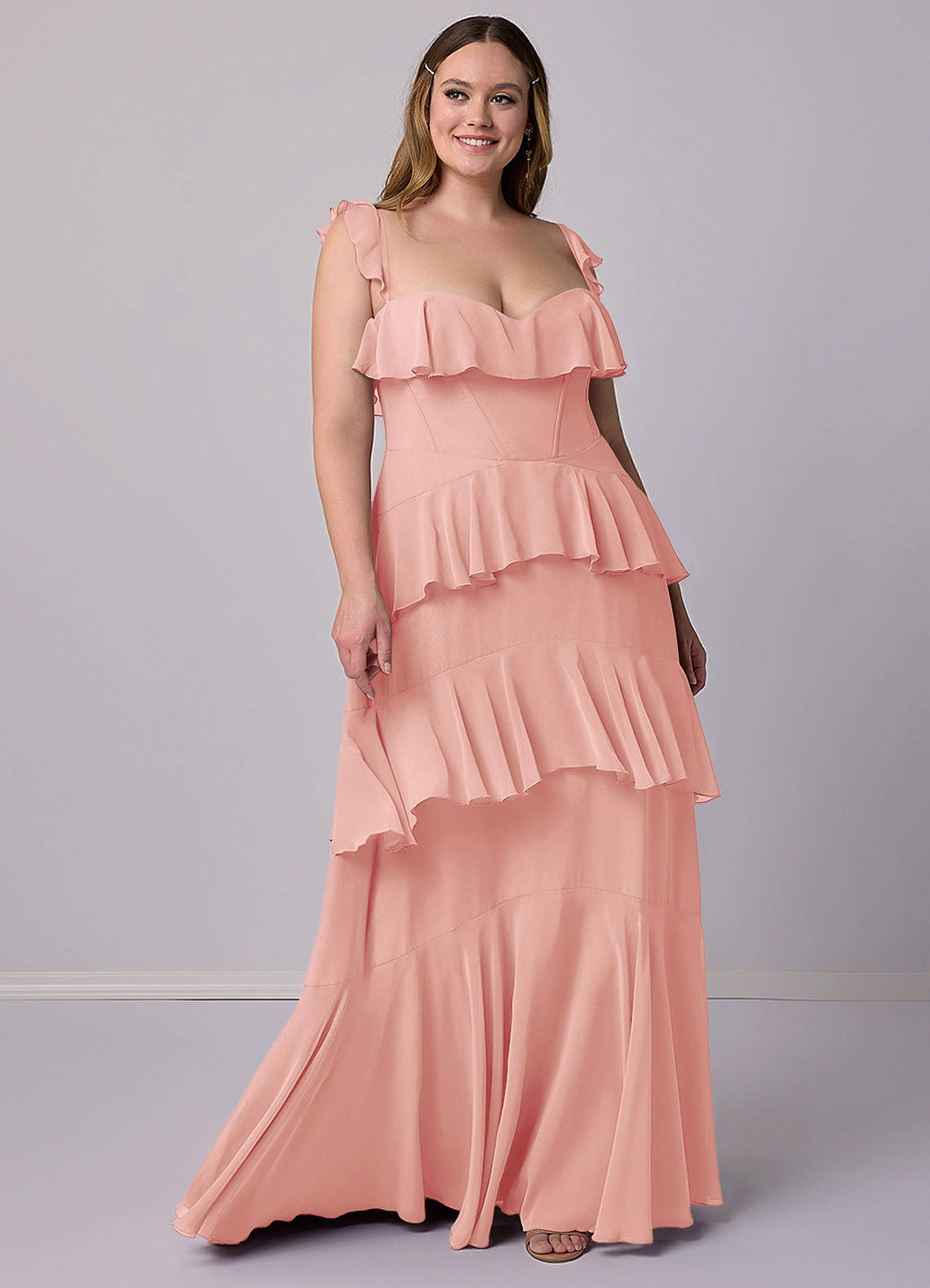 Barbie ♥ Azazie Final Sale Rosette A-Line Sweetheart Neckline Chiffon Dress image1