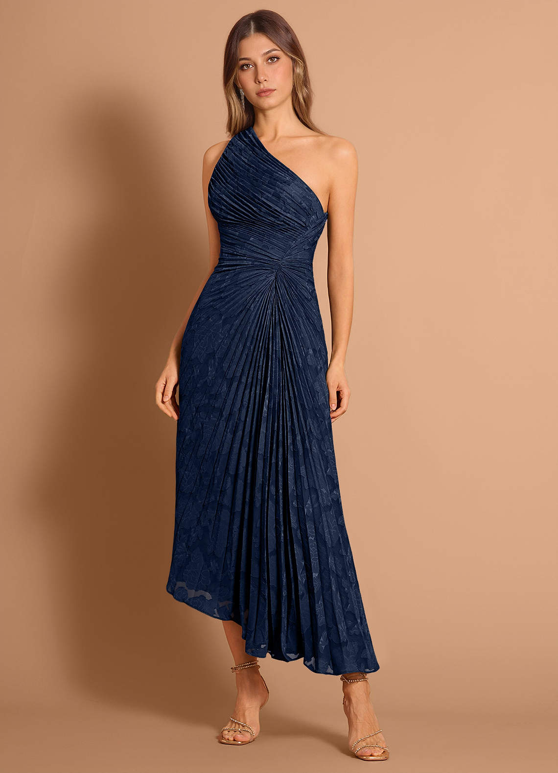 Malani Navy Midi Dress Ready to Ship | Azazie CA