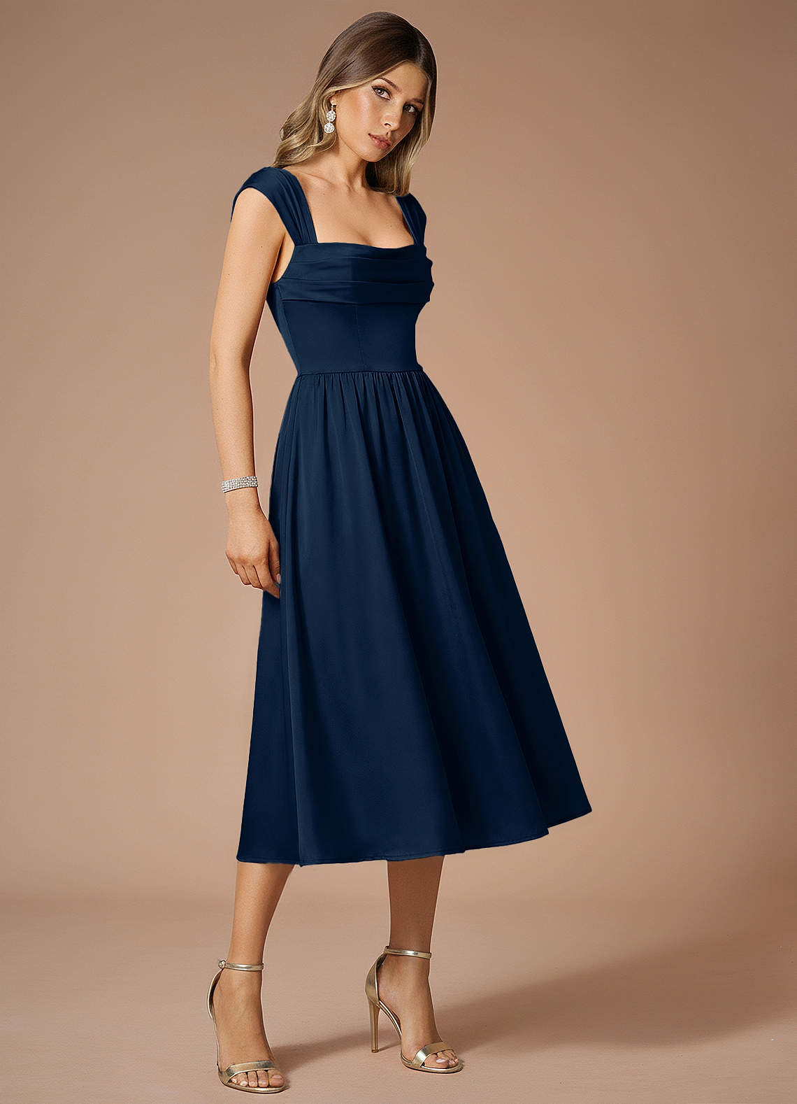 Dana Navy Midi Dress