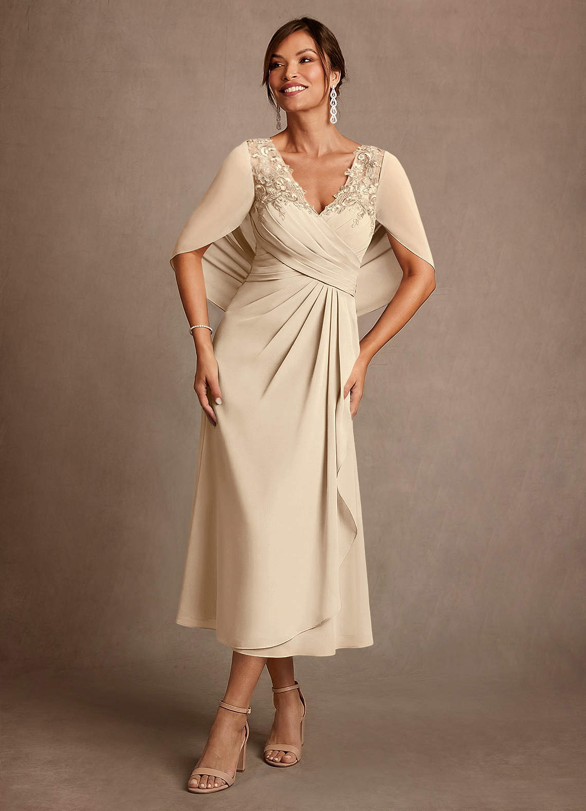 Azazie Forums Champagne A-Line Lace Dress | Azazie