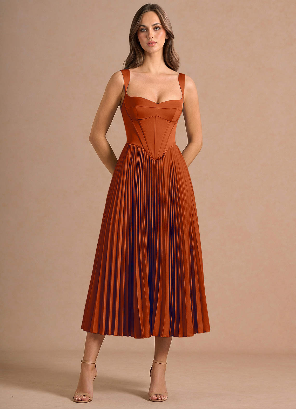 Avenelle Rust Mid Dress | Azazie