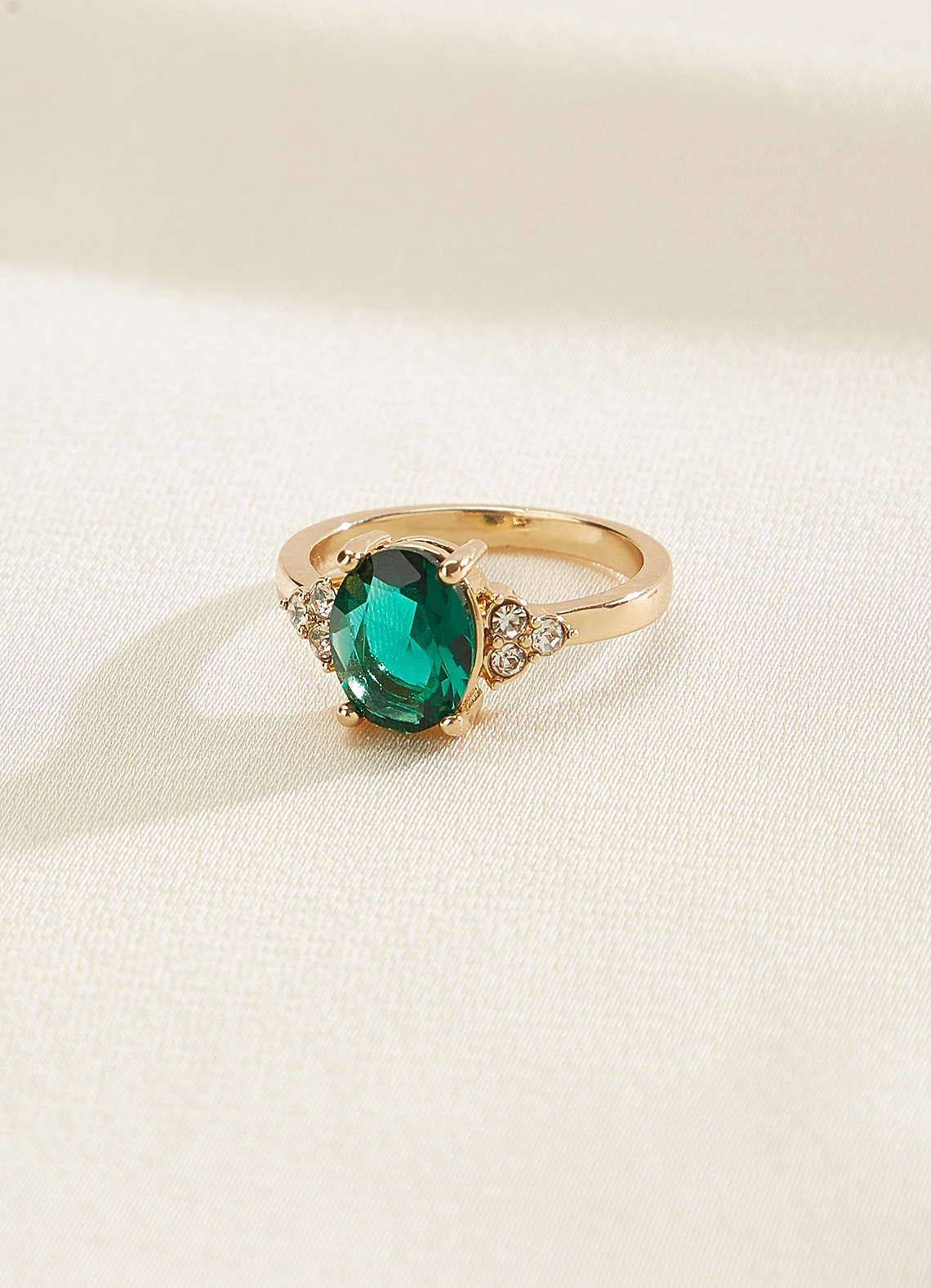 front Emerald and Crystal Ring