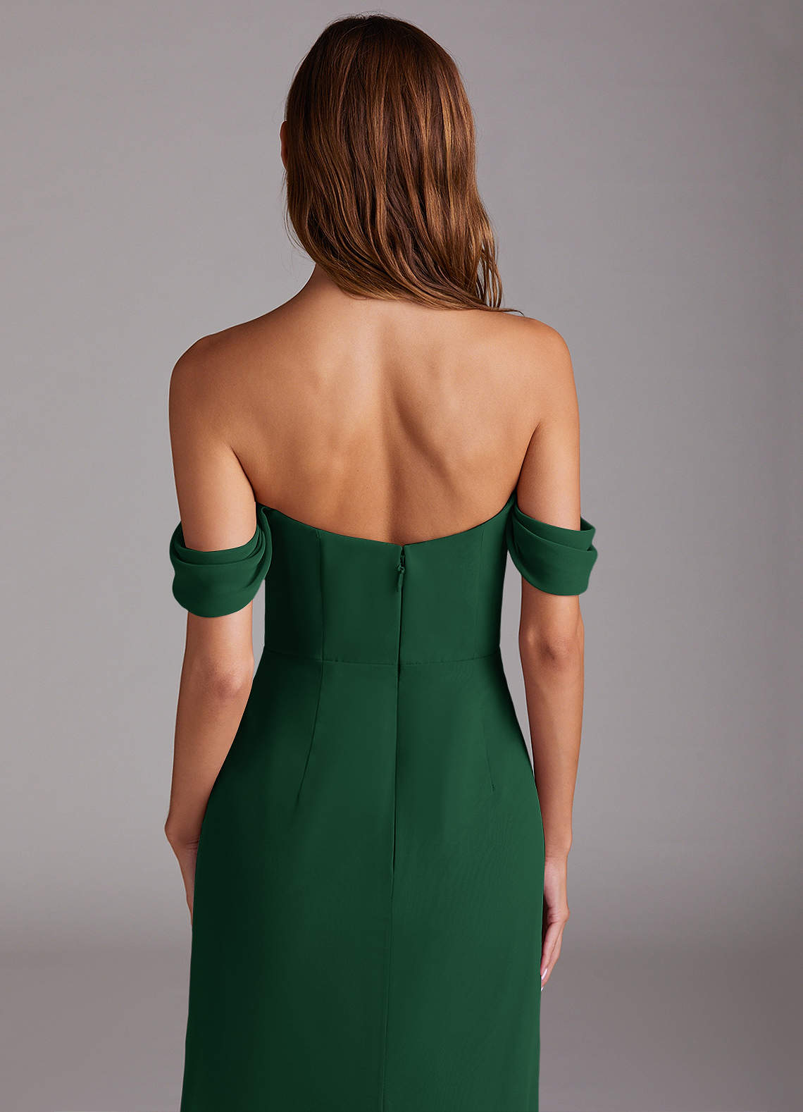 Azazie Saige Bridesmaid Dresses Dark Green A-Line Off the Shoulder Chiffon Convertible Dress image5