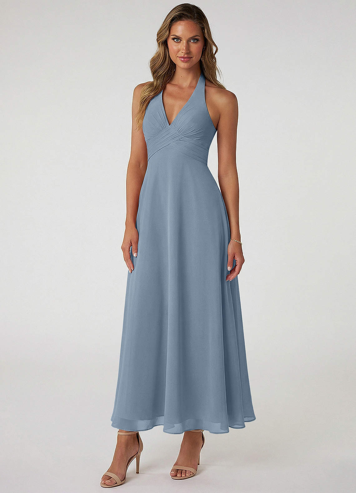azazie dusty blue bridesmaid dress Tessie Style:Top & chiffon skirt line skirt has the gg-10%-fr/de/gb-7d Off Shoulder Light Blue