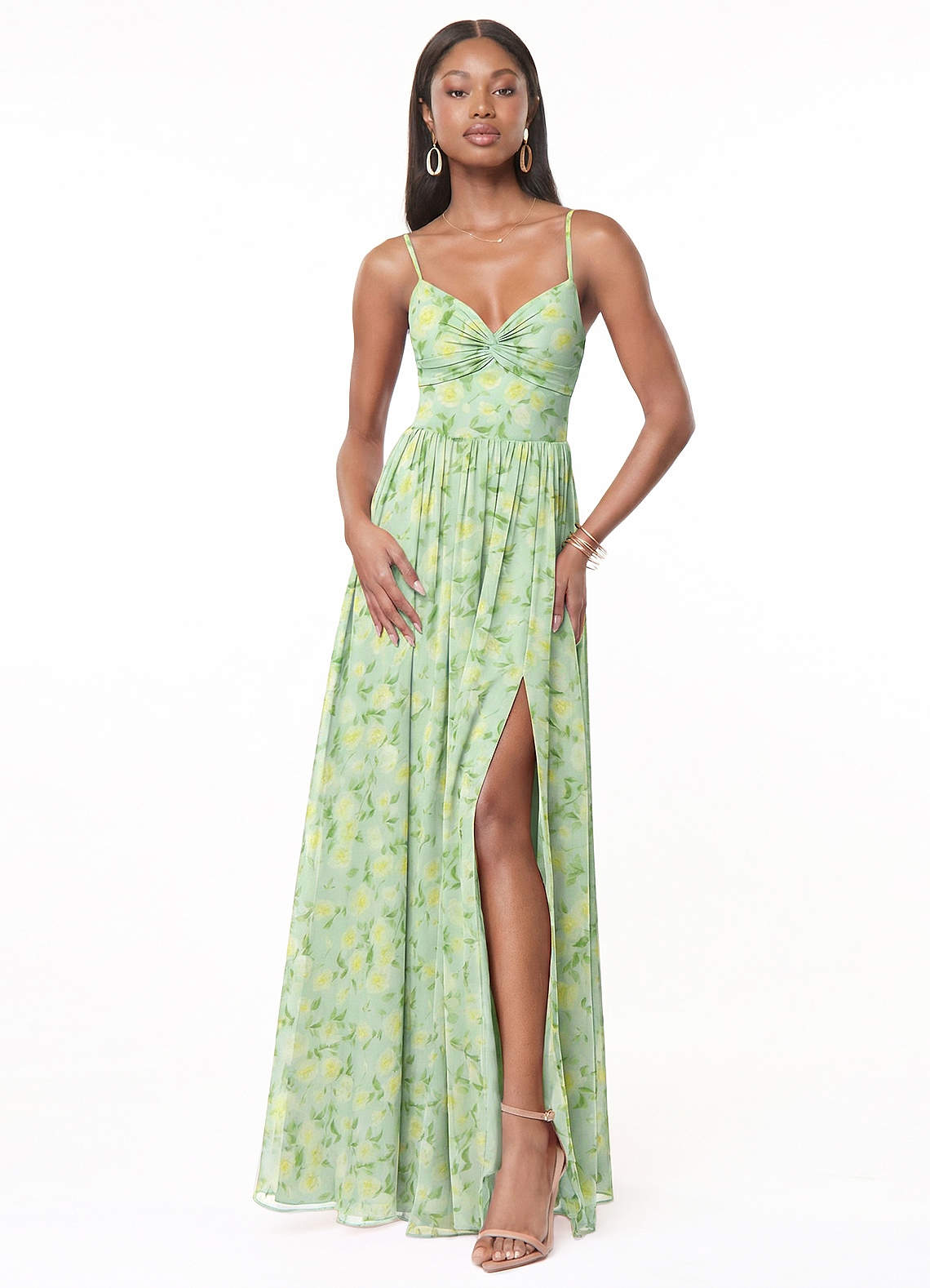floral sage green bridesmaid dresses Zapakasa Women Dusty Cold Shoulder Long Dress with Slit A-LineWedding Guest Dress elegant spring weddings Ralph Lauren elegance met the